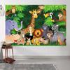 12x8ft Safari Backdrop Cartoon Jungle Animals Forest Zoo Photography Background Kids Birthday Baby Shower Party Cake Table Banner Decoration Supplies Photo Booth Props view 4