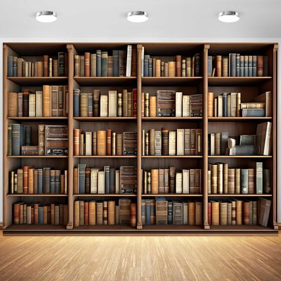 10x6.5ft Bookshelf Backdrop Retro Library Interior Scene Photography Background School Library Office Bookcase Decoration Supplies Photo Booth Props