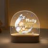 Goodqueen Custom Moon and Bear Acrylic Night Light Lamp, Personalized Name Moon and Stars, USB Wood Base, Newborns Kids Gift, Color Changing, Art Deco view 1