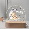 Goodqueen Custom Moon and Bear Acrylic Night Light Lamp, Personalized Name Moon and Stars, USB Wood Base, Newborns Kids Gift, Color Changing, Art Deco view 2