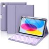 Hamile for iPad 11th 10th Generation Case with Keyboard - 7 Colors Backlit Wireless Detachable Folio Keyboard Cover with Pencil Holder for iPad 11-inch A16 2025 10th Gen 10.9 Inch 2022 (Lavender) view 1