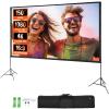 VEVOR Projector Screen with Stand, 150 inch 16:9 4K 1080 HD Outdoor Movie Screen with Stand, Wrinkle-Free Projection Screen with Tripods and Carry Bag, for Home Theater Cinema Backyard Movie Night view 1