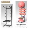 SAYOBO Yoga Mat Holder Floor Standing Yoga Mat Holder with Wheels, Gym Yoga Ball Foam Roller Storage Rack - 6 Tier, Universal Display Shelf Fitness Gear Organizer view 3