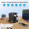 TROND Tower Surge Protector Power Strip with USB, 14 Widely Spaced Outlets, 2-USB C and 2 USB-A, 2100J Surge Protection, 10 Ft Extension Cord with Multiple Outlets Home, Office, Dorm Essentials Black view 2