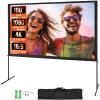 VEVOR Projector Screen with Stand, 100 inch 16:9 4K 1080 HD Outdoor Movie Screen with Stand, Wrinkle-Free Projection Screen with Bar Feet and Carry Bag, for Home Theater Cinema Backyard Movie Night view 1