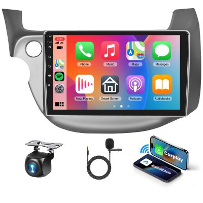 4 Core+64G Android 13 Car Stereo for Honda Fit 2008-2013 with Wireless Carplay Android Auto, 10.1 Inch Touch Screen Radio Support GPS/WiFi/Bluetooth/SWC+Backup Camera