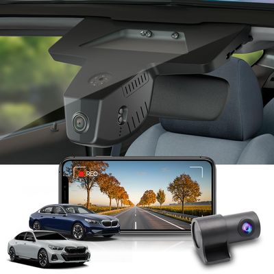 Fitcamx Front 4K+Rear 1080P Dash Cam Adapts for BMW 5 Series & i5 2024-2026 G60 (HD2-6576), OEM Factory Look, 2 Way HD Video, Built-in WiFi & APP, Loop Recording, G-Sensor, Easy to Use, 128GB Card