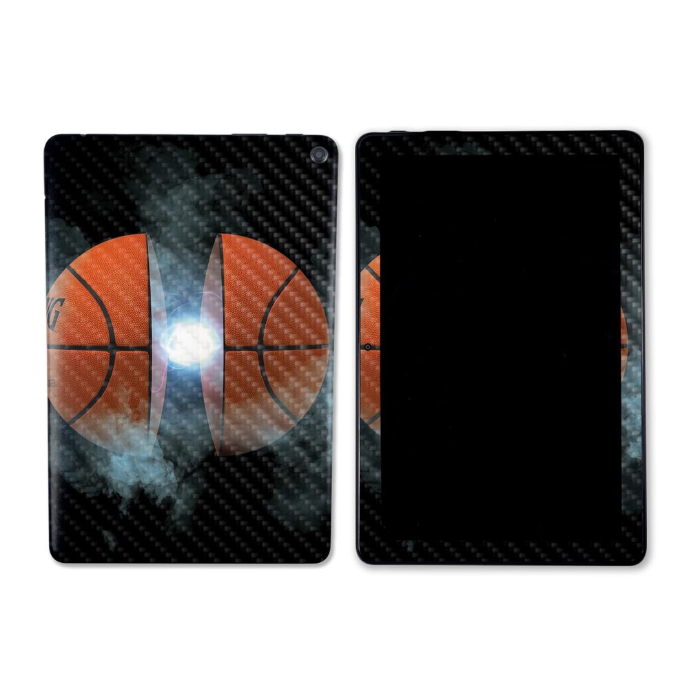 MightySkins Carbon Fiber Skin Compatible with Amazon Kindle Fire HD 10 (2023) - Basketball Orb | Protective Durable Textured Carbon Fiber Finish | Easy to Apply & Change Styles | Made in The USA