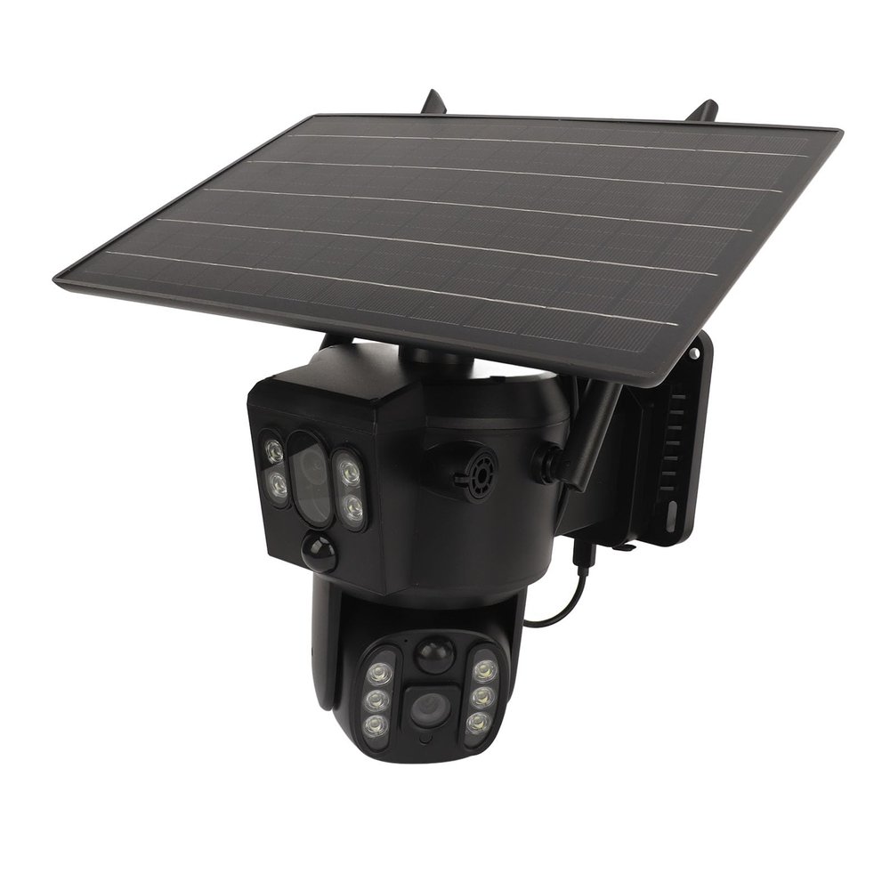 Sanpyl Security Camera Wireless Outdoor, 4K WiFi Solar Security Camera with Dual Lens for Home, with Color Night Vision, AI Human Tracking, 2 Way Talk, IP55 Waterproof, Cloud Storage