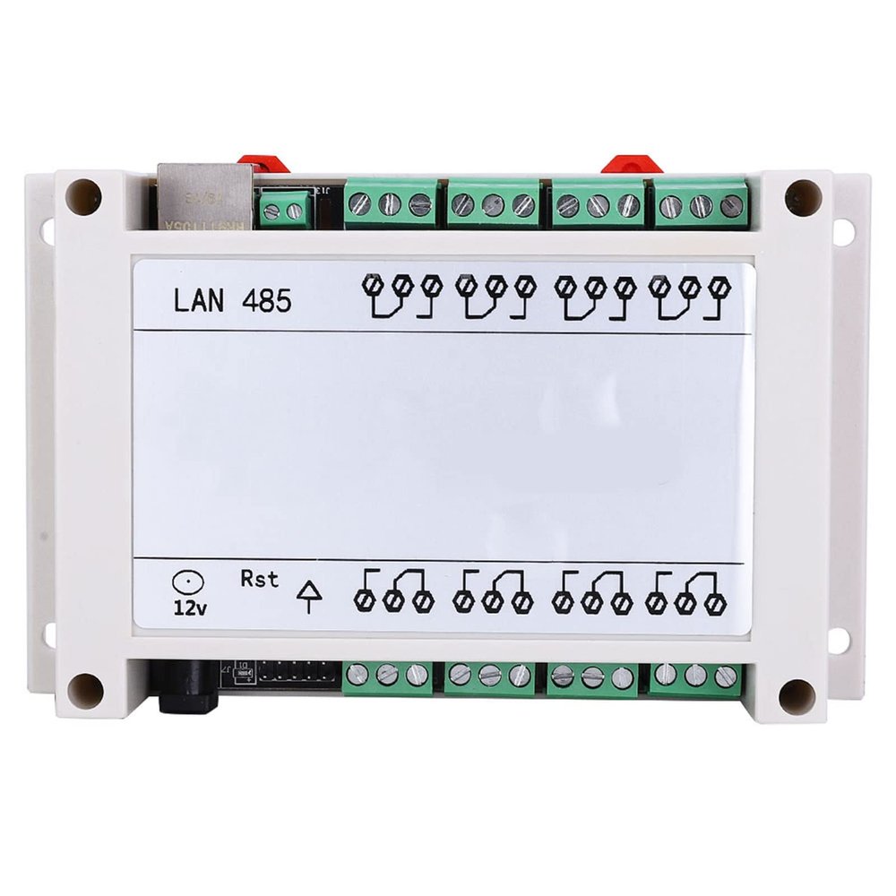 8-Channel Relay Control Module with TCP/IP Remote RJ45 Port - Manage 250V/AC 10A Relays Remotely (White)
