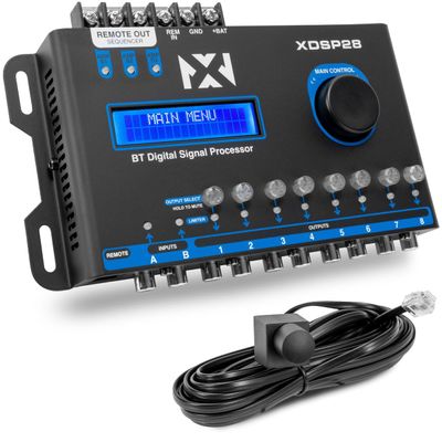 NVX XDSP28 8-Channel X-Series 15 Band Parametric EQ Digital Signal Processor (DSP) with LCD Display, Built-in Bluetooth and Remote Level Controller