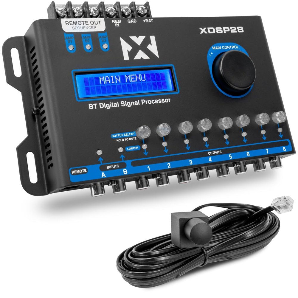 NVX XDSP28 8-Channel X-Series 15 Band Parametric EQ Digital Signal Processor (DSP) with LCD Display, Built-in Bluetooth and Remote Level Controller