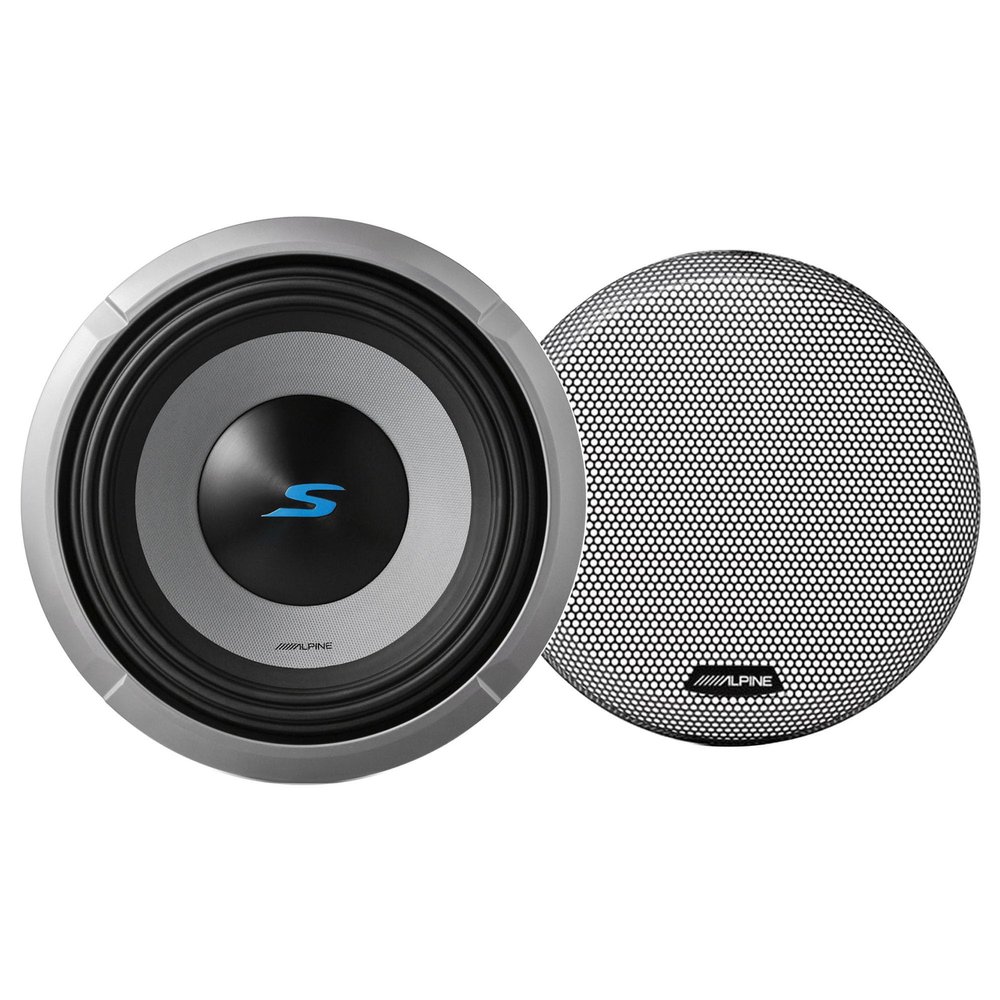 Alpine S2-W10D4 10" S-Series Dual 4 Ohm Car Subwoofer & KTE-10G.3 Grille Bundle