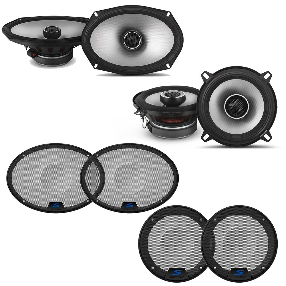 Alpine S2 S-Series 6x9 & 5.25" Coaxial Bundle w/ (2) KTE S-Series Speaker Grill