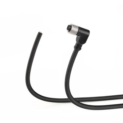 ZBLZGP M12 A-Code 5-Pin Female Pigtail Cable (20m/65.6ft), 90 Degree Right Angle, IP67 Waterproof Shielded PVC Cord for Industrial Data Networking & Device Communication