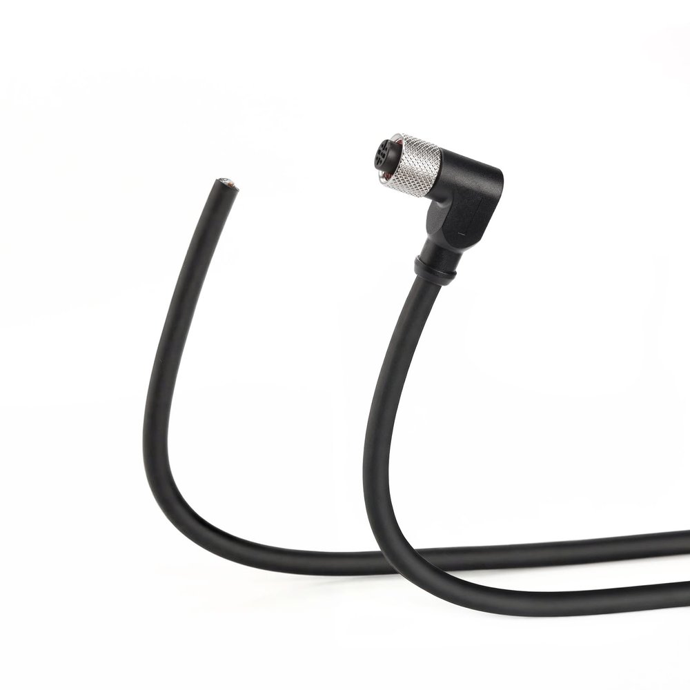 ZBLZGP M12 A-Code 5-Pin Female Pigtail Cable (20m/65.6ft), 90 Degree Right Angle, IP67 Waterproof Shielded PVC Cord for Industrial Data Networking & Device Communication