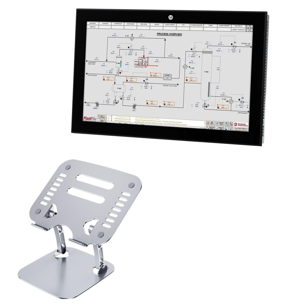 BoxWave Stand and Mount Compatible with Allen Bradley VersaView 6300M Stainless (10.1 in) [16:9 Aspect Ratio] - Executive VersaView Laptop Stand, Ergonomic Adjustable Viewing Angle Metallic Riser