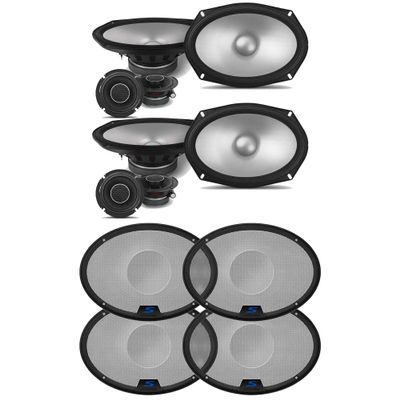 Alpine (2) S2-S69C S-Series 6x9 Component & (2) KTE-S69G 6x9 S-Series Speaker Grill Bundle