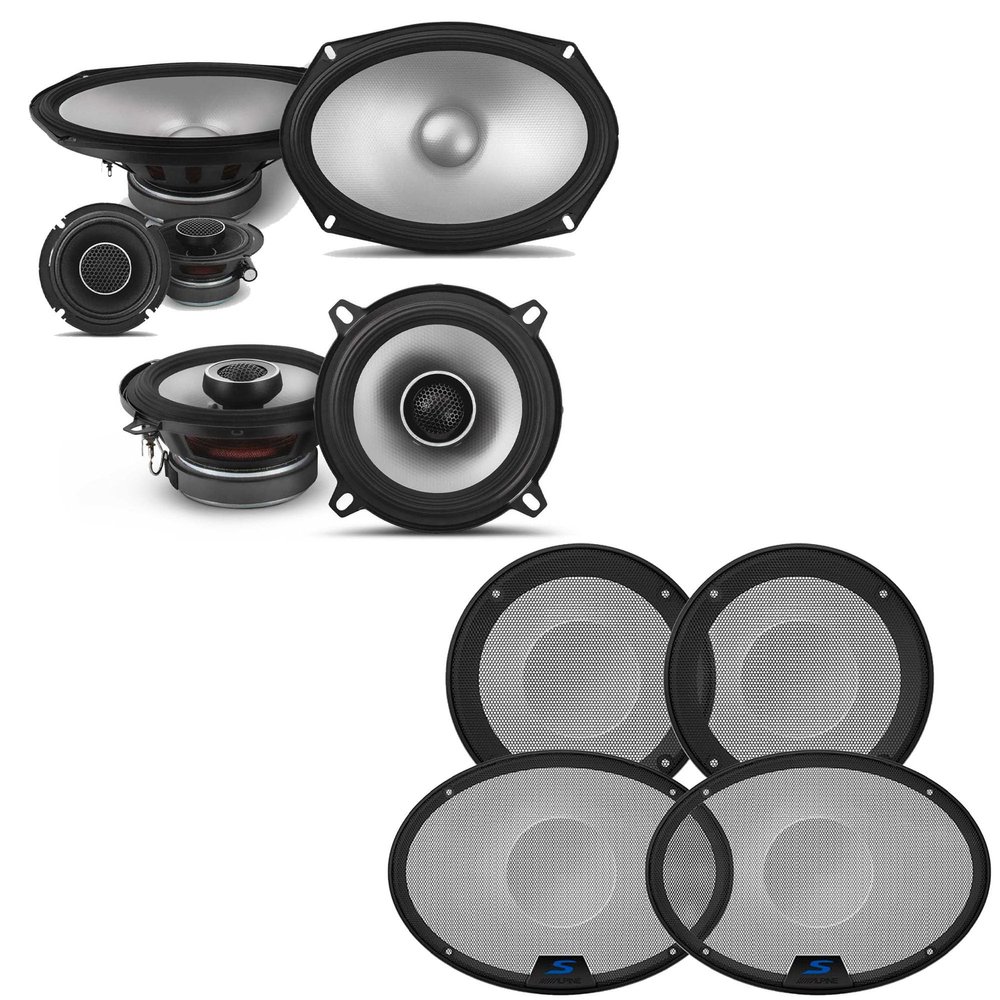 Alpine S2 S-Series 6x9 Component & 5.25 Coaxial Bundle w/ (2) KTE S-Series Speaker Grill