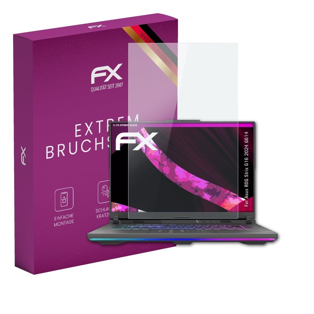 atFoliX Plastic Glass Protective Film compatible with Asus ROG Strix G16 2024 G614, 9H Hybrid-Glass FX Screen Protector