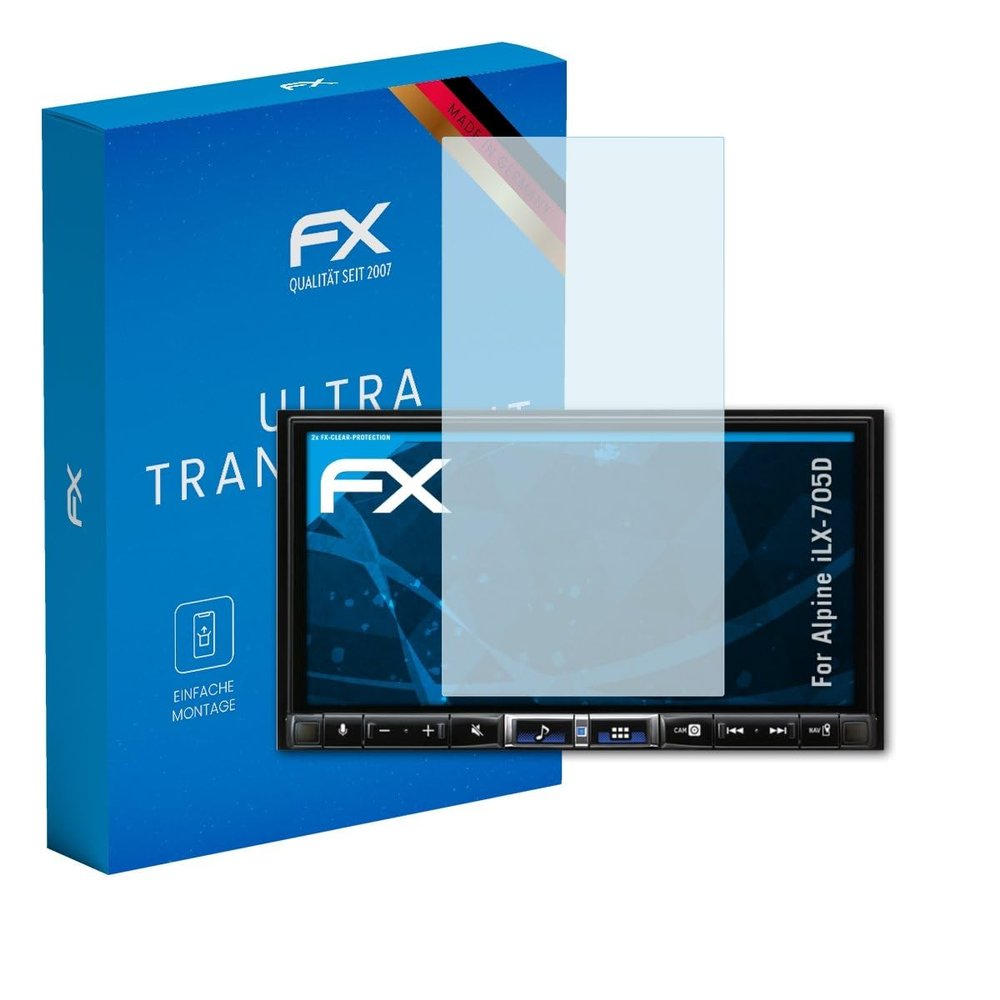 atFoliX Screen Protection Film compatible with Alpine iLX-705D Screen Protector, ultra-clear FX Protective Film (2X)