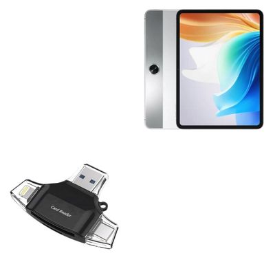 BoxWave Smart Gadget Compatible with Oppo Pad Air2 - AllReader SD Card Reader, microSD Card Reader SD Compact USB - Jet Black