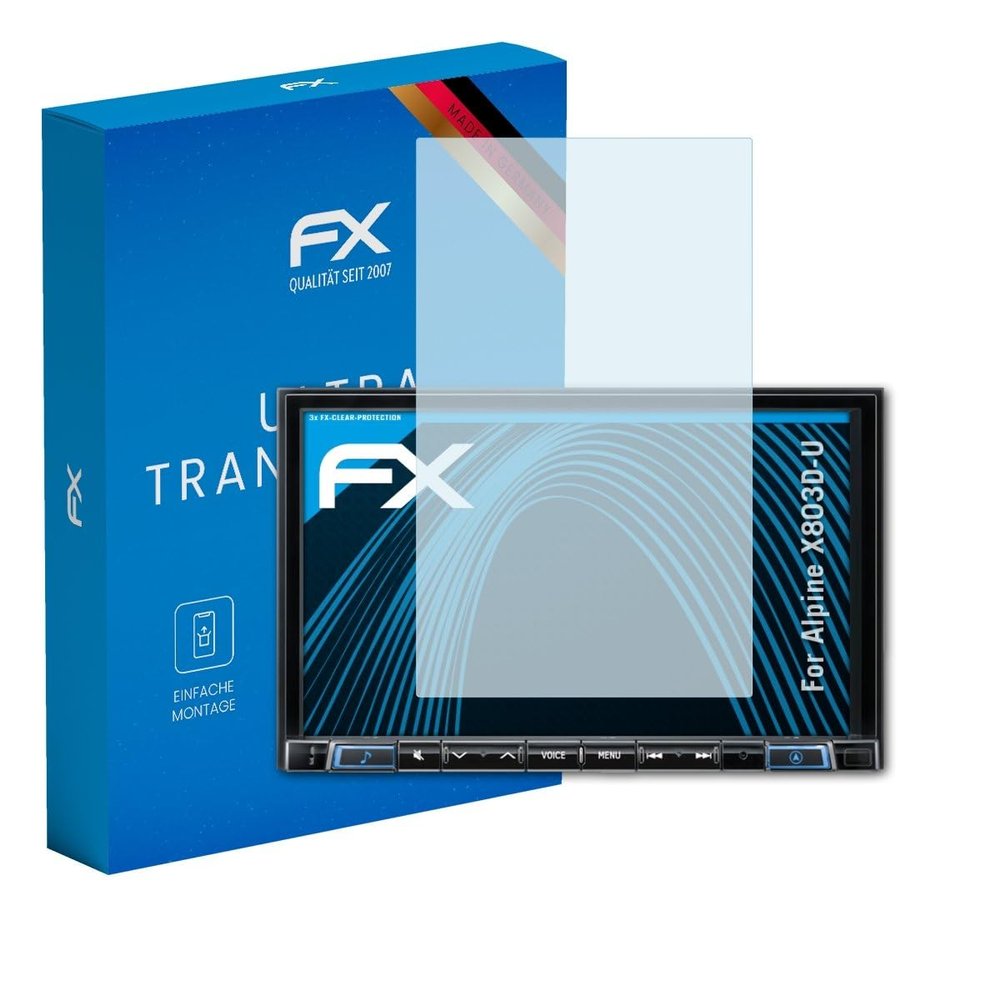 atFoliX Screen Protection Film compatible with Alpine X803D-U Screen Protector, ultra-clear FX Protective Film (3X)