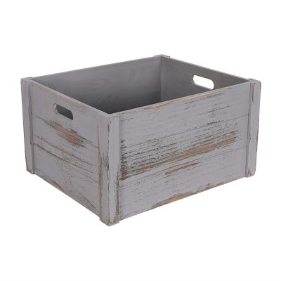 GLigeT CD Rack Vinyl Record Storage Crate, Retro Vintage Record Storage Case with Handle, Wooden Album Storage Holder Record Organizer Box Disc Rack (Color : Gris)