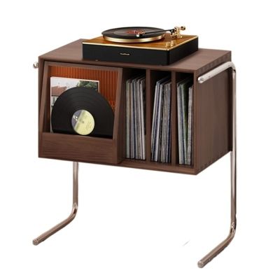 GLigeT CD Rack Record Player Stand, Vinyl Record Storage Holder Cabinet with 2 Stainless Steel Legs and Large Capacity Storage, End Table for Bedroom Living Room Disc Rack (Color : C)