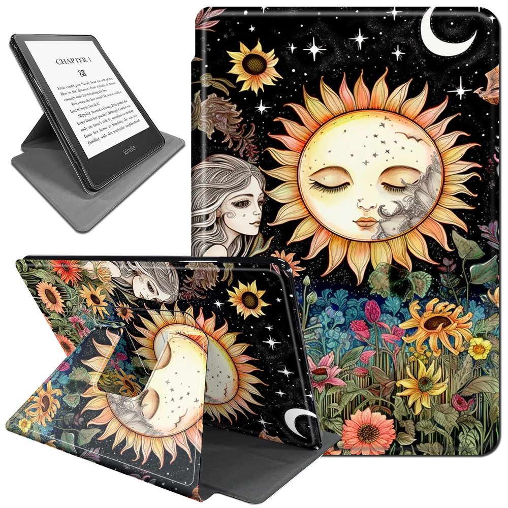 AIRWEE Kindle Paperwhite Case, 360 Degree Rotating Stand Lightweight 6.8 Kindle Paperwhite Case, with Auto Sleep/Wake Smart Cover for Kindle Signature Paperwhite Case Day Meets Night