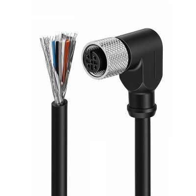 ZBLZGP M12 A-Code 5-Pin Female Right Angle Sensor Cable, IP67 PVC Jacket Cord, Industrial Automation Wiring for Proximity Switch and Sensors, 25m/82ft