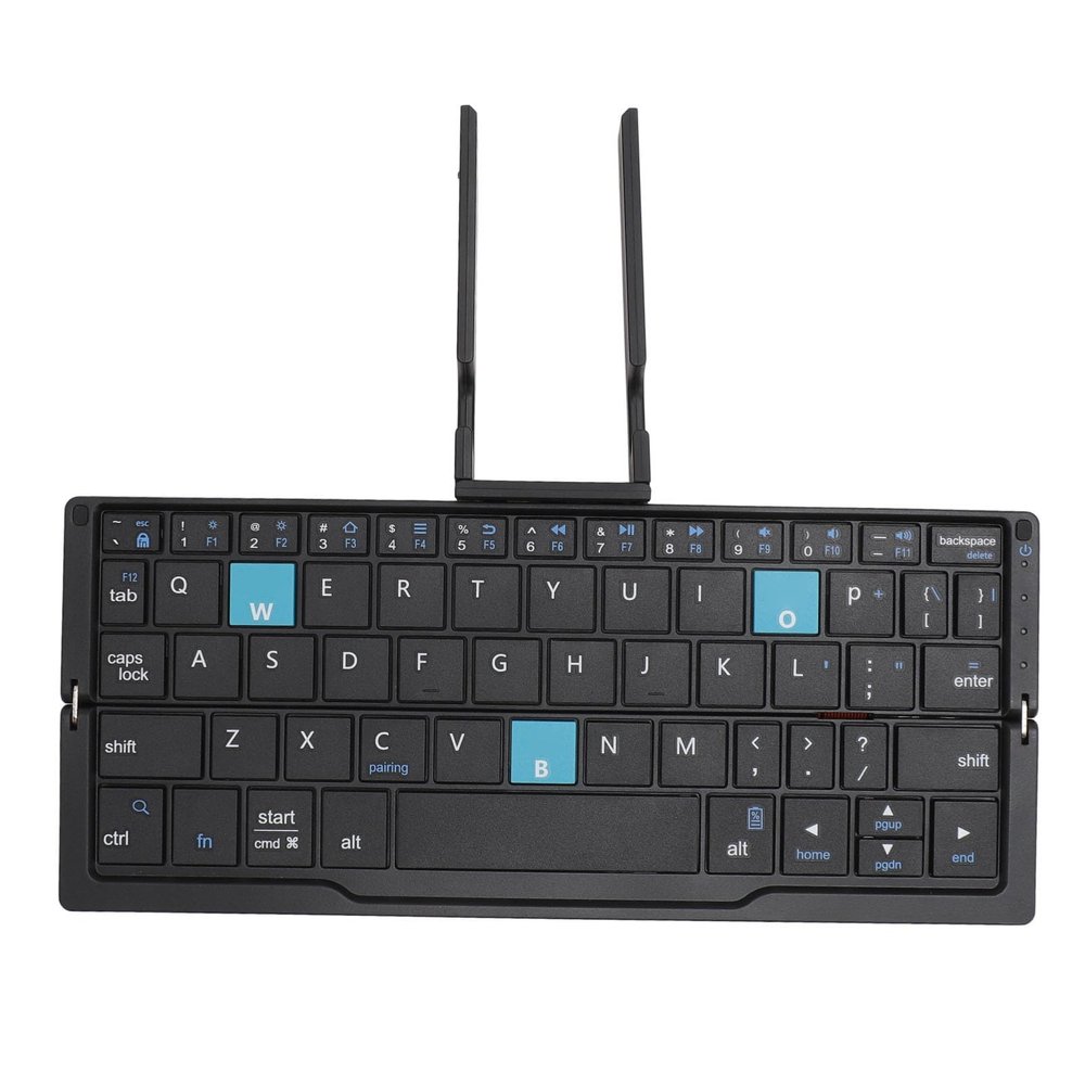 VBESTLIFE Foldable Bluetooth Keyboard with Stand, Portable Pocket Tablet Phone Keyboard, Aluminum Alloy, Quiet, Long Battery Life, Black Gray