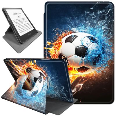 AIRWEE Kindle Paperwhite Case, 360 Degree Rotating Stand, Lightweight, Auto Sleep/Wake Smart Cover for Kindle Signature Paperwhite Case Soccer Ball