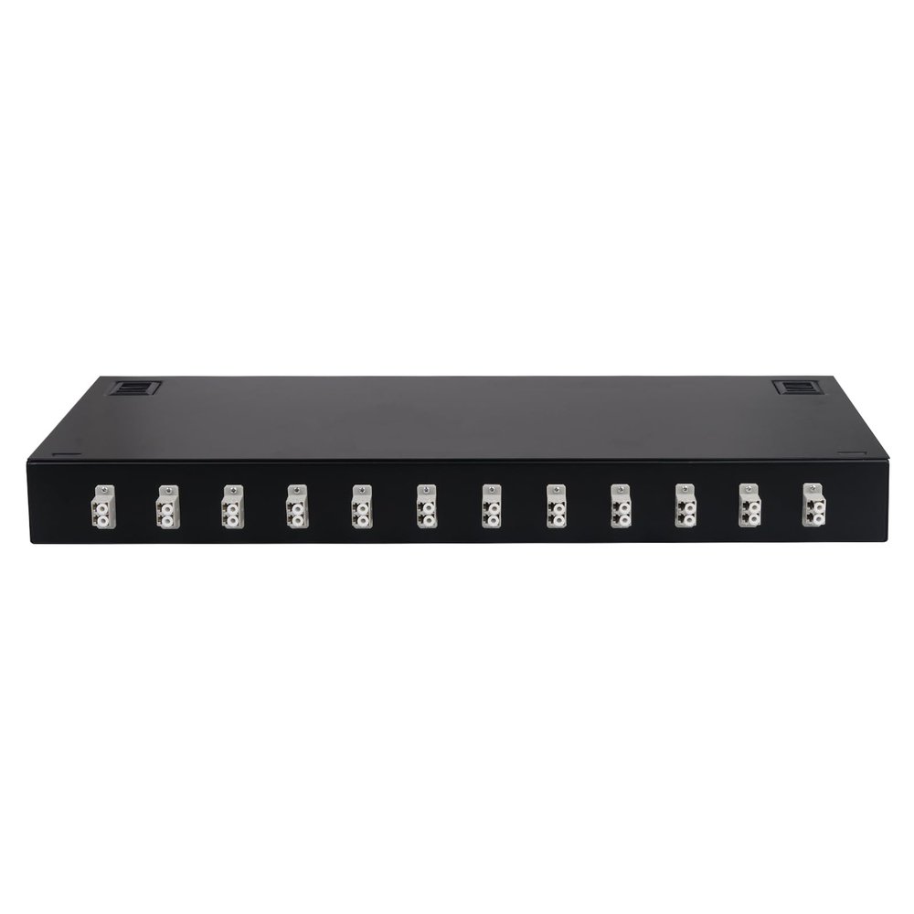 Duogalia LC-MM 12 Duplex 24 Port Rack Mount Enclosure Box with Splice Tray Multimode LC-OM2 Kit (Includes 1.2 Meter Pigtail and 12PC Coupler)