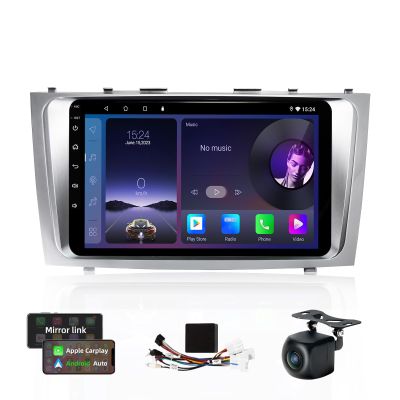 4+64G Car Radio for Toyota Camry 2007-2011 with J-B-L Harness, 9'' Touch Screen Car Stereo with Carplay Android Auto, Bluetooth 5.4, GPS Navigation, FM Radio and AHD 1080P Backup Camera