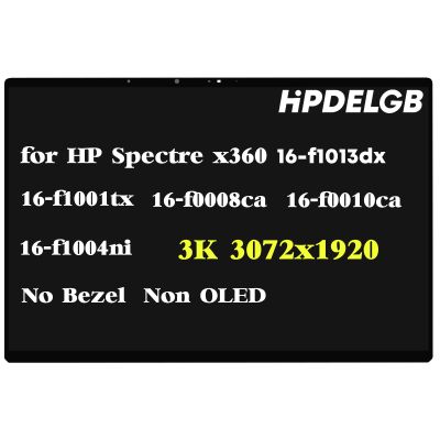 HPDELGB Replacement for HP Spectre f0013dx 16-f1013dx 16-f0035nr 16-f1747nr 16-f1001tx 16-f0008ca 16-f0010ca 16-f2047nr 16-f2013dx LCD Touch Screen Display Digitizer Assembly 3K+ 3072x1920 Non-OLED