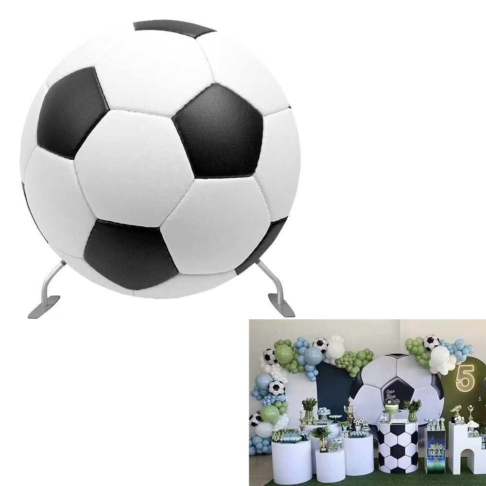 Ellteecz Kids Football Soccer Birthday Party Round Backdrop Cover Dia6ft Circle Background Stand Stretchy Fabric Covers for Boys Baby Shower Festa Parties Banquets Decorations