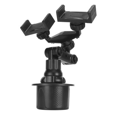 Adjustable Car Cup Phone Holder, Universal 360 Degree Rotation Cup Holder Mount for iOS, 2 Devices, Sturdy Construction, Easy Installation