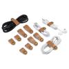 Coideal Leather Cable Ties Organizer, 20 Pcs Earphone Cable Straps Reusable USB Cord Keeper with Snap Cord Clips Holder for Phone (Short + Long, Brown) view 1