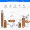 Coideal Leather Cable Ties Organizer, 20 Pcs Earphone Cable Straps Reusable USB Cord Keeper with Snap Cord Clips Holder for Phone (Short + Long, Brown) view 4