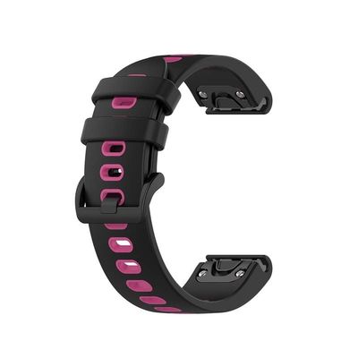 IENYU 22MM fashion style Strap For Garmin Fenix 5 Watch Silicone Wrist Band For Garmin Fenix 5 Plus Strap For Garmin Fenix 6 Watchband (Color : Black rose, Size : 22mm)