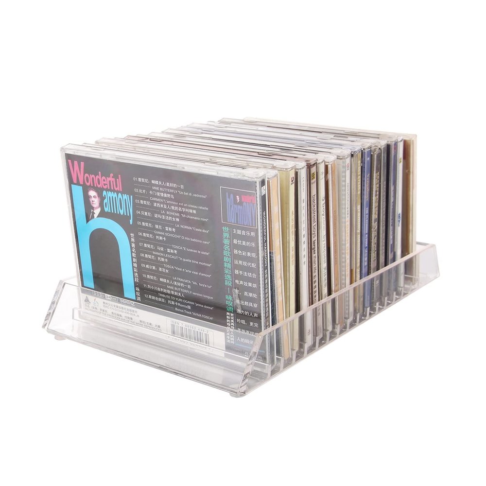 XibanY Record Storage Shelf Fashion Simple Design Acrylic Transparent Crystal Sense Multi-Grid Desktop CD Box Disc Storage Box CD Display Rack Record Holder Shelf