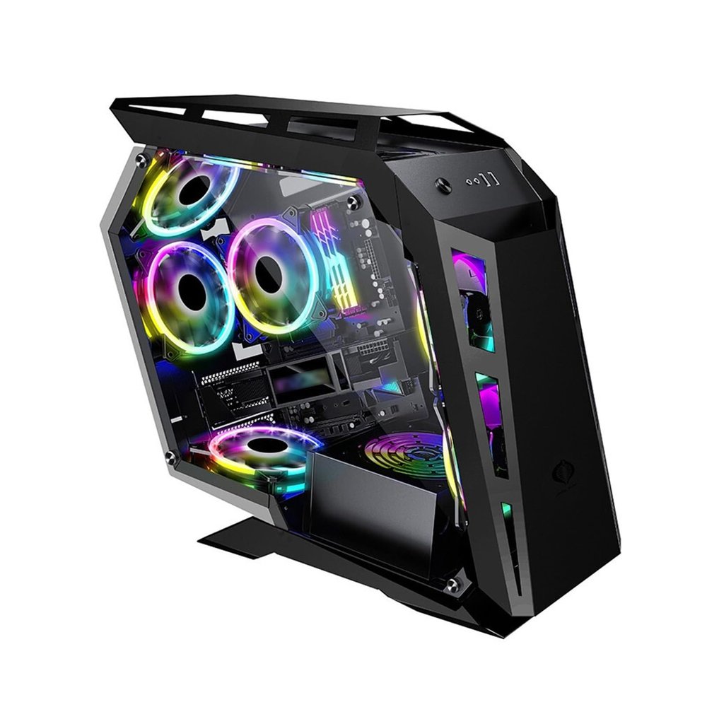 ARrase Computer Case,ATX Desktop Case, 7-Fan Mid-Tower Computer Case,Tempered Glass Side Panel,with Front I/O USB Panel,Supports Water Cooling (Color : Style 1), 18648