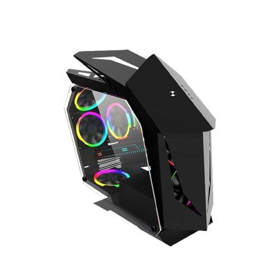 ARrase Computer Case,7 Fans, Small Matx Main Case Desktop,Tempered Glass Side Panel,Suitable for Gaming and Office,Supports Water Cooling (Color : Style 2), 18648