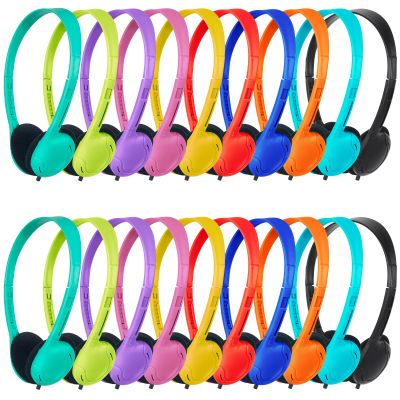 ZNXZXP Headphones Bulk 20 Pack for School Classroom School Student,Class Set of Headphones for Students Computer,Library,Online Lesson and Testing 3.5mm Jack (10 Multi Color)