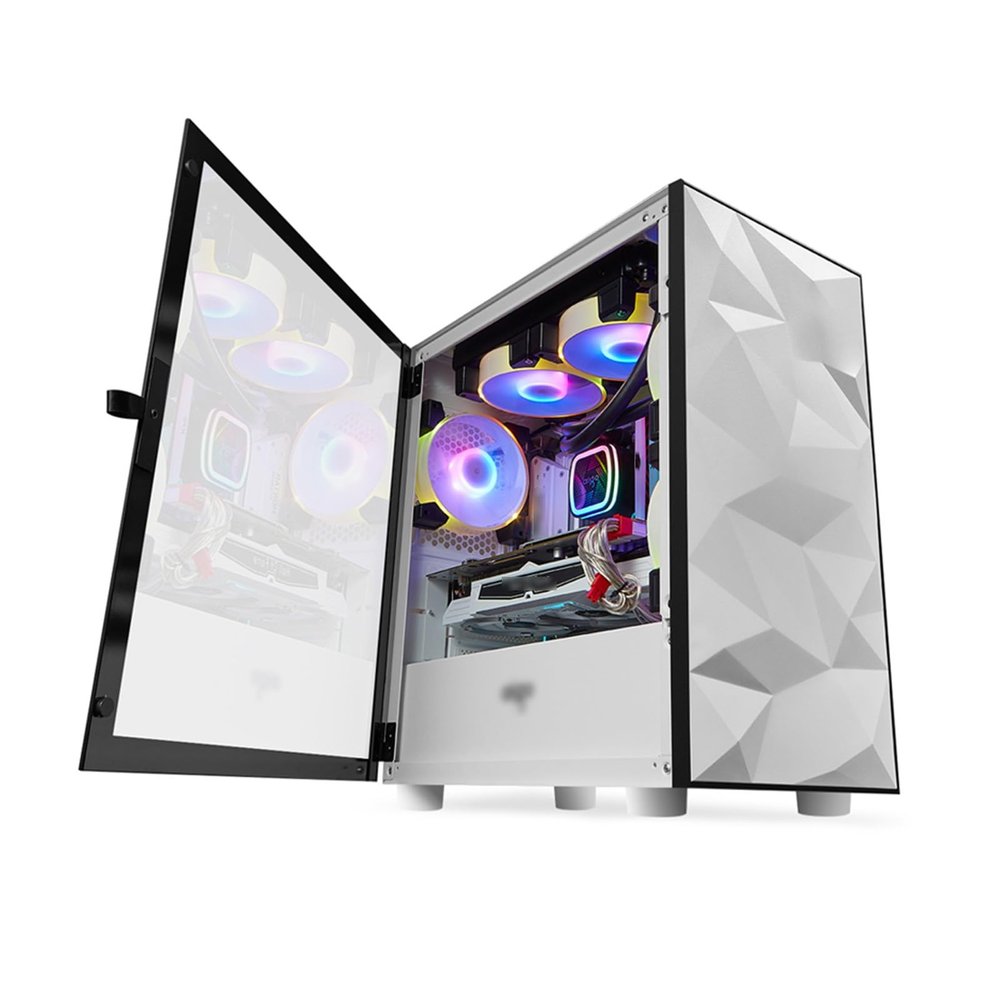 ARrase Computer Case,Computer PC Case, Prismatic Design Panel,Tempered Glass Side Panel,5 Fans,Supports Water Cooling,Supports ITX/M-ATX (Color : Style 2), 18648