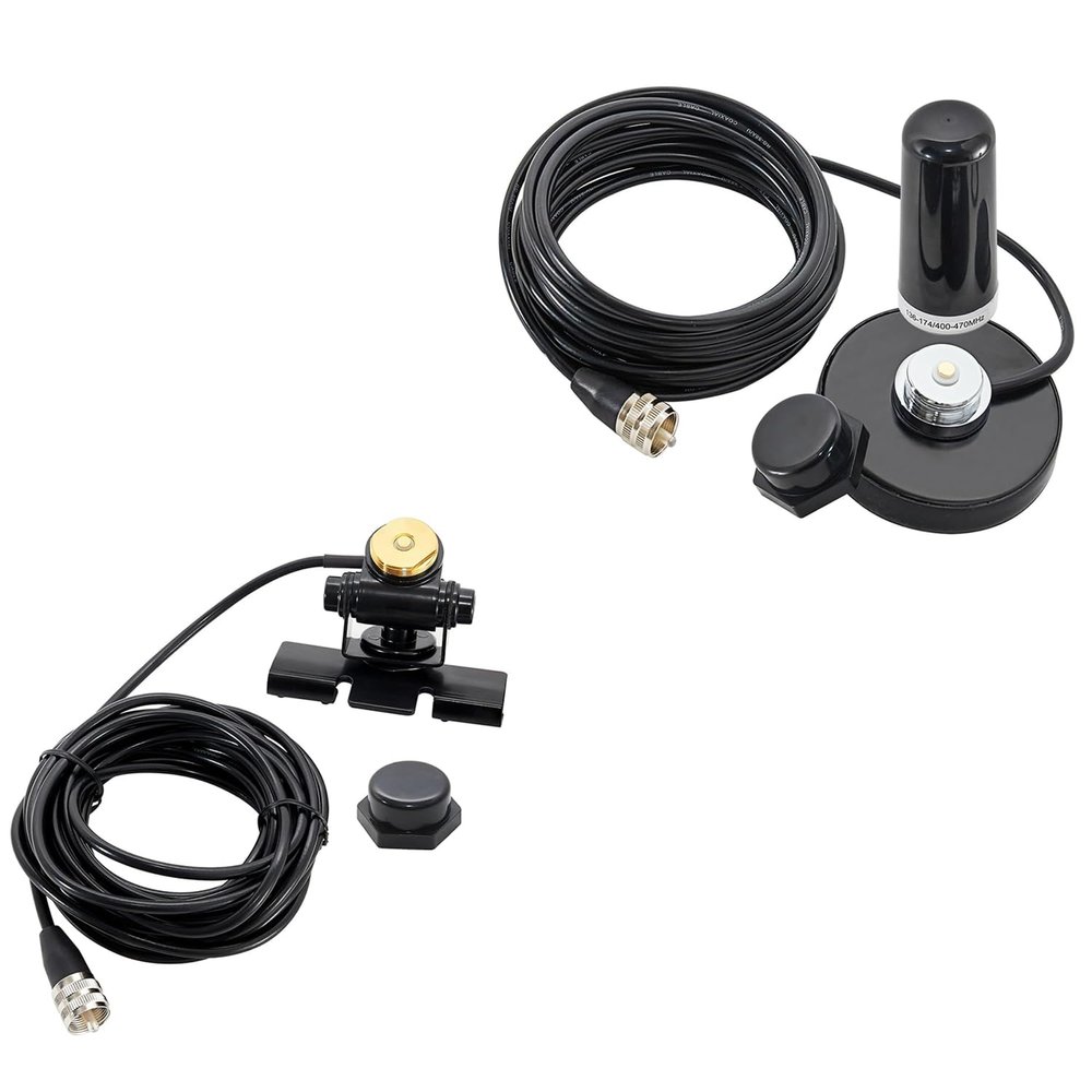 Anina Adjustable NMO Antenna Lip Mount Bracket with UHF RG58 Coaxial Cable, Dual Band Antenna Magnetic Base PL259 Coax Wire with Mount Cap