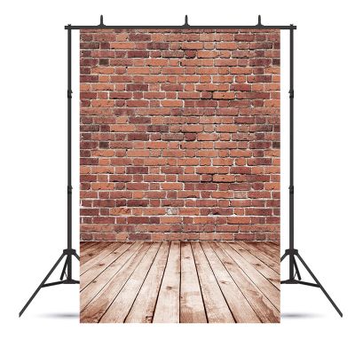 10x15ft Brick Wall Backdrop Retro Red Brick Wall Rustic Wood Floor Photography Background Birthday Baby Shower Party Kids Adults Portraits Decoration Supplies Photo Booth Props