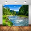 BELECO 5x3ft Fabric Mountain River Backdrop Spring Summer Landscape Forest Trees Nature River Stones Background Outdoor Camping Hiking Decor Kid Adult Artistic Portrait Photo Studio Props view 1