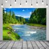 BELECO 5x3ft Fabric Mountain River Backdrop Spring Summer Landscape Forest Trees Nature River Stones Background Outdoor Camping Hiking Decor Kid Adult Artistic Portrait Photo Studio Props view 2